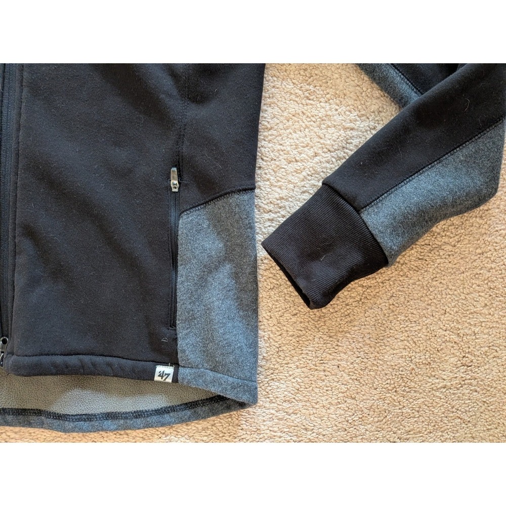 47 Brand Pittsburgh Steelers Full Zip Hoodie Jacket Forward Fleece Black Grey - Picture 5 of 8